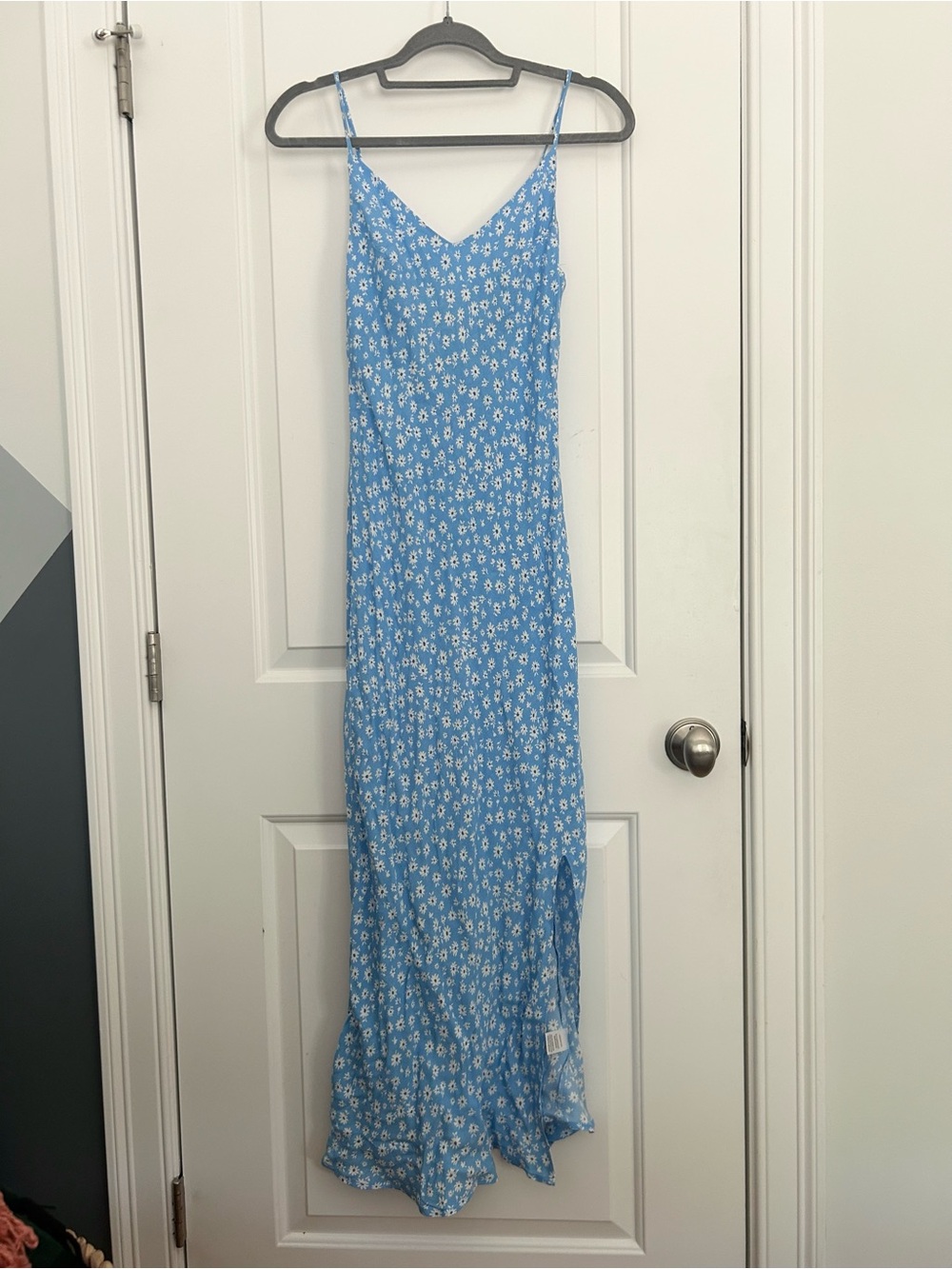 The Workshop Floral Blue Midi Dress with Side Slit